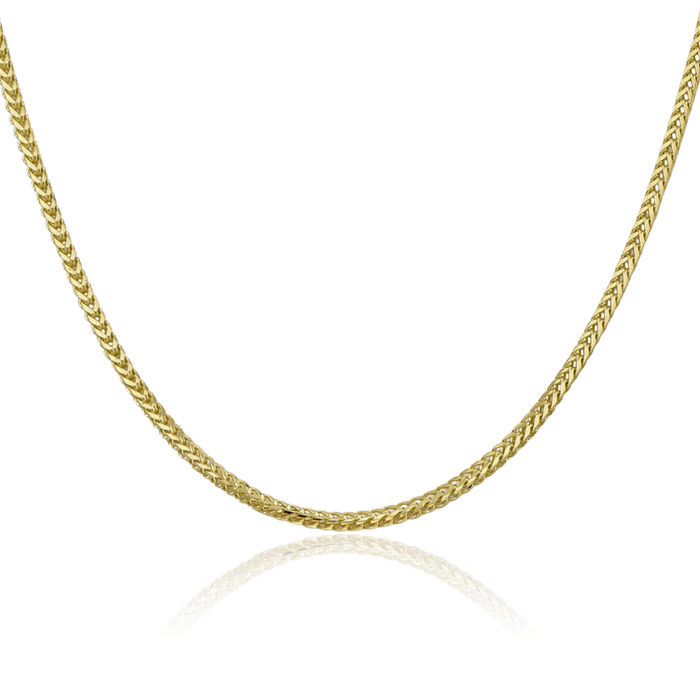 10K Solid Yellow Gold 2mm Franco Link Chain Necklace