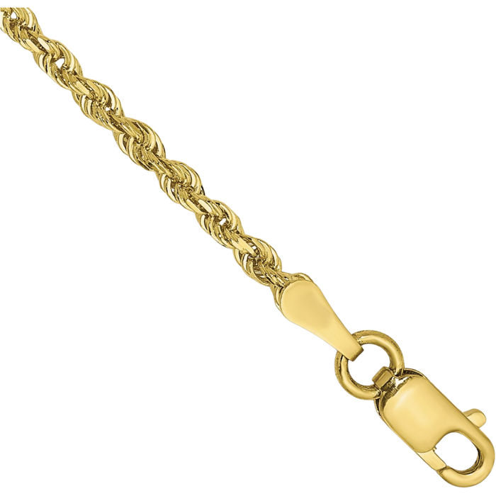 10K Solid Yellow Gold 2mm Quadruple Rope Chain Bracelet