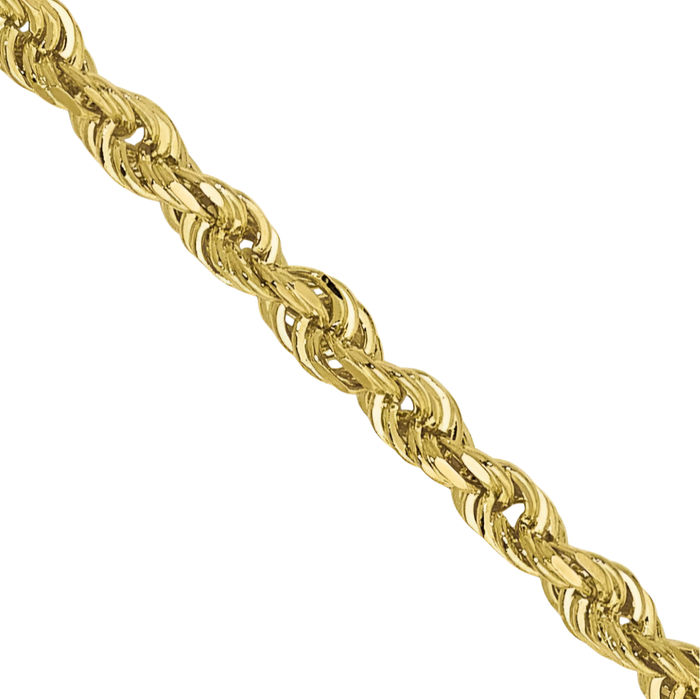 10K Solid Yellow Gold 2mm Quadruple Rope Chain Twisted Link Necklace