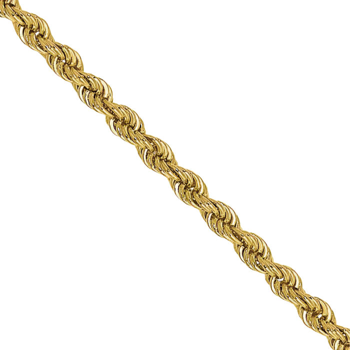 10K Solid Yellow Gold 2mm Rope Chain Twisted Link Necklace