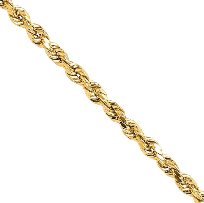 10K Solid Yellow Gold 2mm Rope Chain Twisted Link Necklace