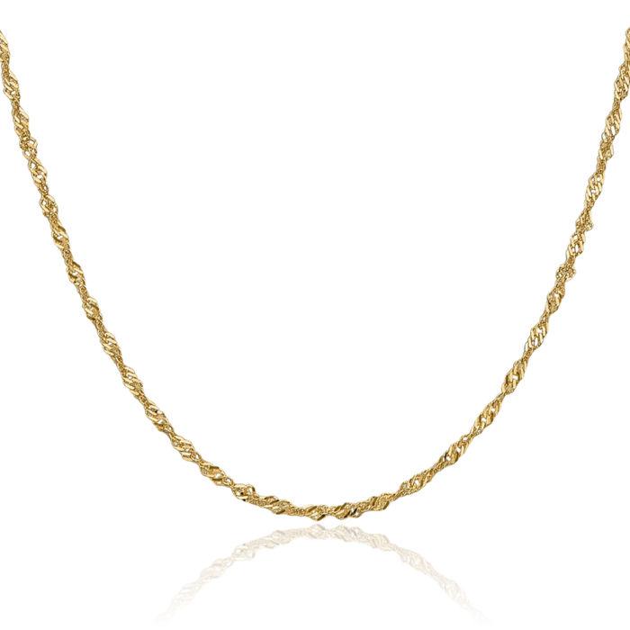 10K Solid Yellow Gold 2mm Singapore Chain Necklace