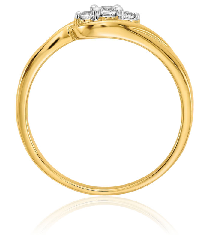 10K Solid Yellow Gold 3 Stone Diamond Ring