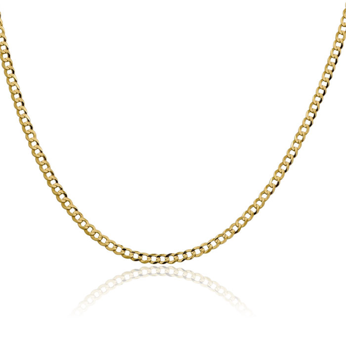 10K Solid Yellow Gold 3.1mm Cuban Curb Link Chain Necklace