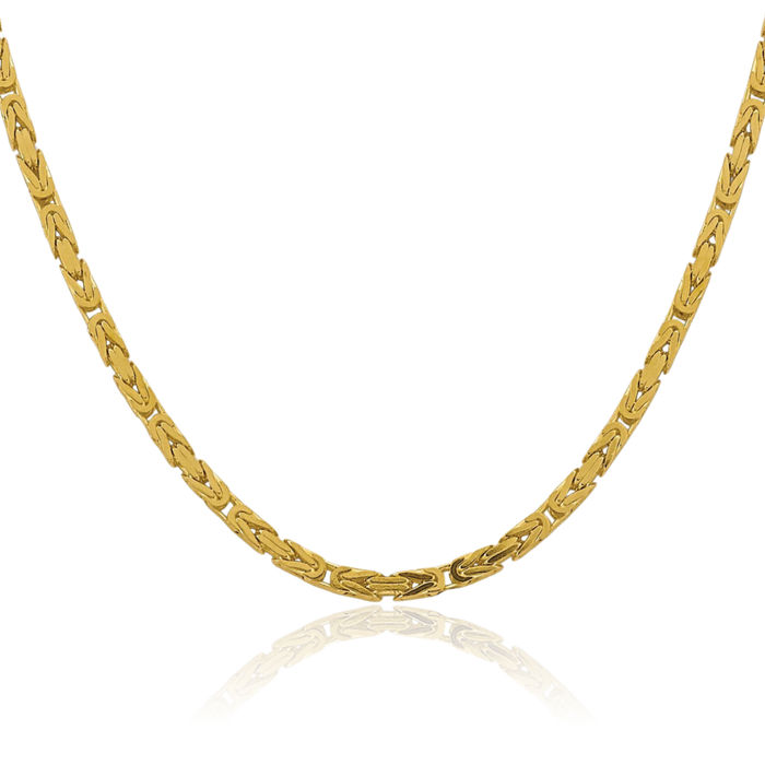 10K Solid Yellow Gold 3.25mm Byzantine Link Chain Necklace