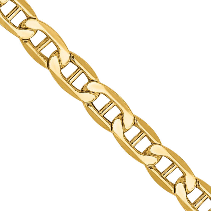 10K Solid Yellow Gold 3.2mm Anchor Mariner Link Chain Necklace