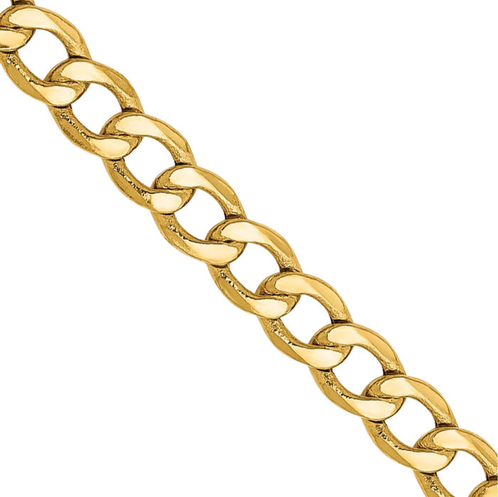 10K Solid Yellow Gold 3.35mm Curb Link Chain Necklace