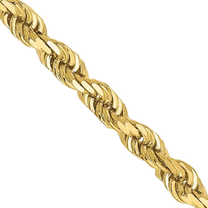 10K Solid Yellow Gold 3.35mm Quadruple Rope Chain Twisted Link Necklace