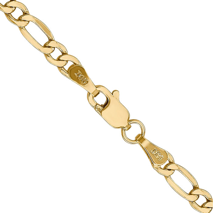 10K Solid Yellow Gold 3.5mm Figaro Link Chain Necklace