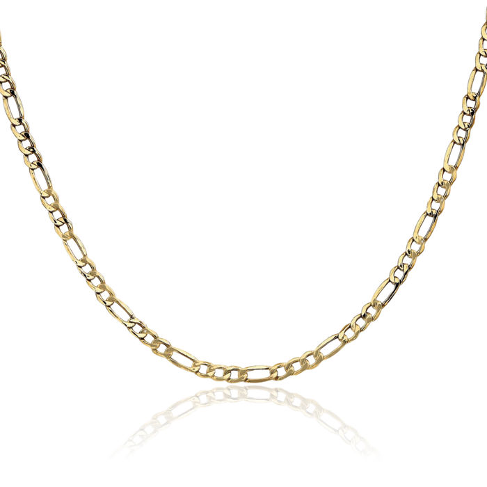 10K Solid Yellow Gold 3.5mm Figaro Link Chain Necklace