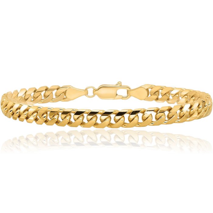 14K Solid Yellow Gold 5.5mm Miami Cuban Curb Link Chain Bracelet