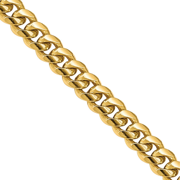 10K Solid Yellow Gold 3.5mm Miami Cuban Curb Link Chain Necklace