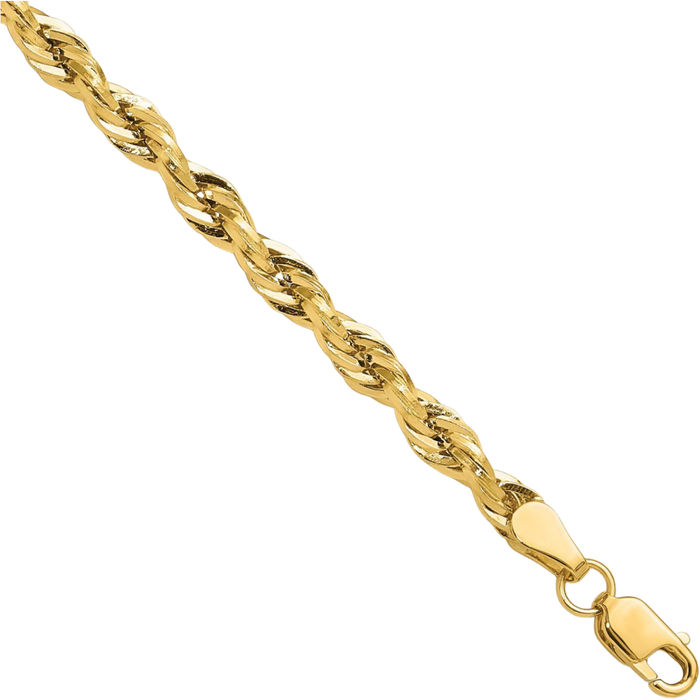 10K Solid Yellow Gold 3.5mm Rope Chain Bracelet