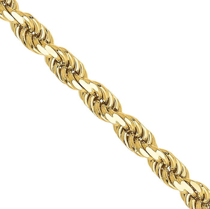 10K Solid Yellow Gold 3.5mm Rope Chain Twisted Link Necklace