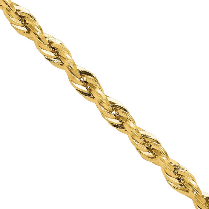 10K Solid Yellow Gold 3.5mm Rope Chain Twisted Link Necklace