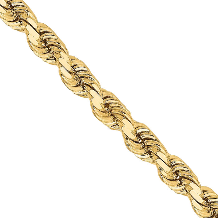 10K Solid Yellow Gold 3.75mm Rope Chain Twisted Link Necklace