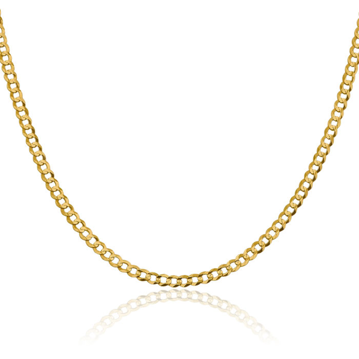 10K Solid Yellow Gold 3.7mm Cuban Curb Link Chain Necklace