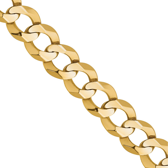 10K Solid Yellow Gold 3.7mm Cuban Curb Link Chain Necklace