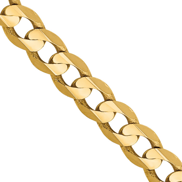 10K Solid Yellow Gold 3.8mm Concave Curb Link Chain Necklace