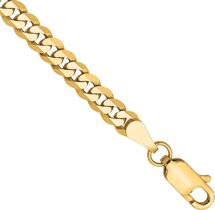 10K Solid Yellow Gold 3.9mm Curb Link Chain Bracelet