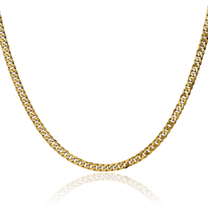 10K Solid Yellow Gold 3.9mm Curb Link Chain Necklace