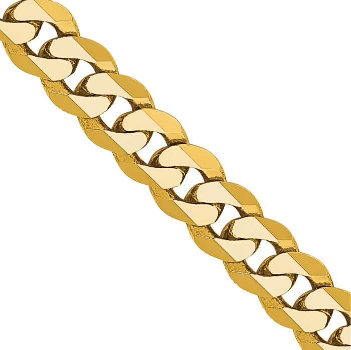 10K Solid Yellow Gold 3.9mm Curb Link Chain Necklace