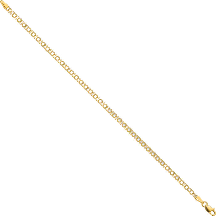 10K Solid Yellow Gold 3mm Double Link Chain Charm Bracelet