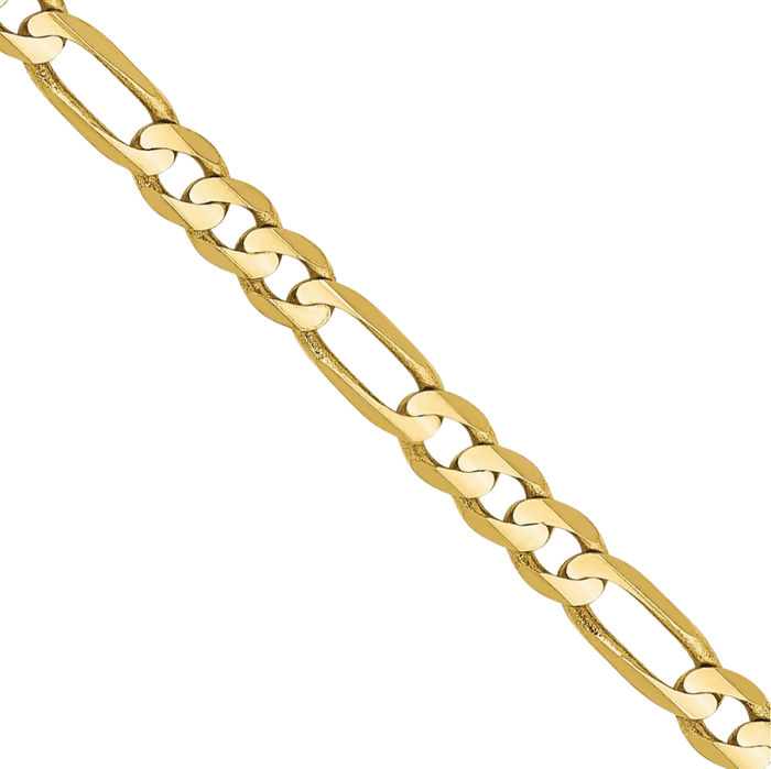 10K Solid Yellow Gold 3mm Figaro Link Chain Necklace