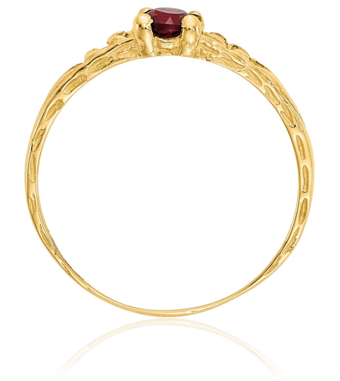 10K Solid Yellow Gold 3mm Red Garnet Ring Gemstone Band January Birthstone Jewelry