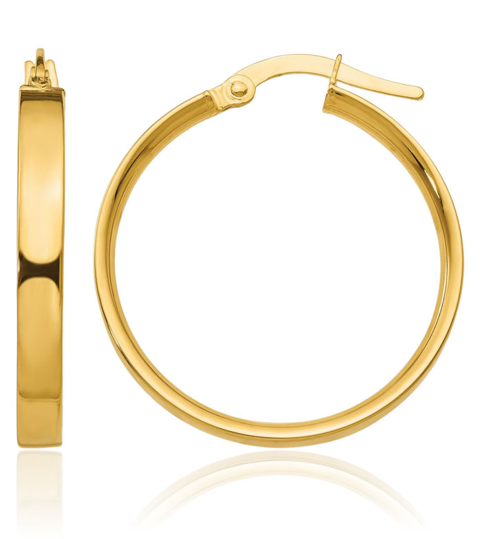 10K Solid Yellow Gold 3mm Medium Round Hoop Earrings