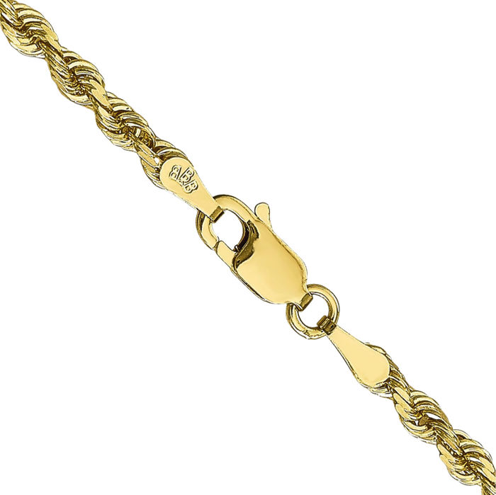 10K Solid Yellow Gold 3mm Quadruple Rope Chain Twisted Link Necklace