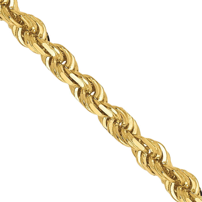 10K Solid Yellow Gold 3mm Quadruple Rope Chain Twisted Link Necklace