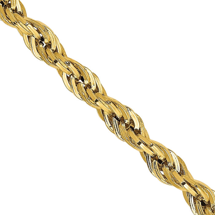 10K Solid Yellow Gold 3mm Rope Chain Twisted Link Necklace