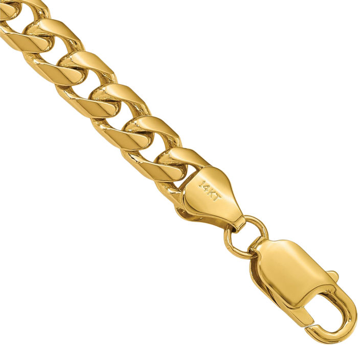 10K Solid Yellow Gold 4.25mm Miami Cuban Curb Link Chain Bracelet