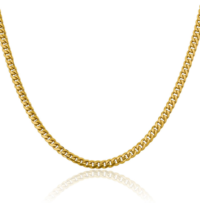 10K Solid Yellow Gold 4.25mm Miami Cuban Curb Link Chain Necklace