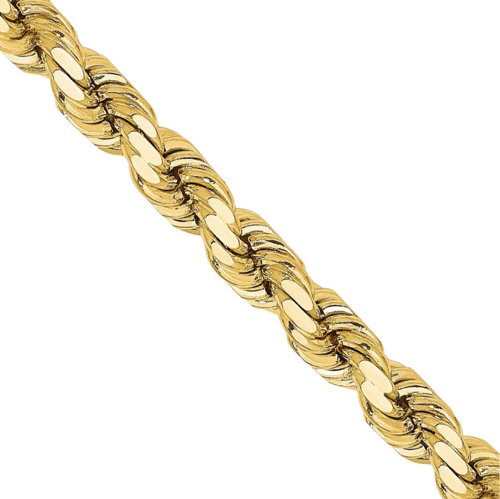 10K Solid Yellow Gold 4.25mm Rope Chain Twisted Link Necklace