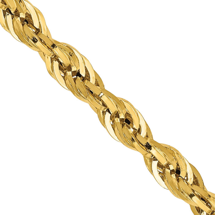 10K Solid Yellow Gold 4.25mm Rope Chain Twisted Link Necklace