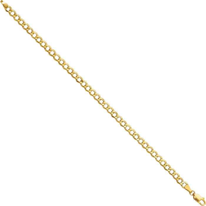 10K Solid Yellow Gold 4.3mm Curb Link Chain Bracelet