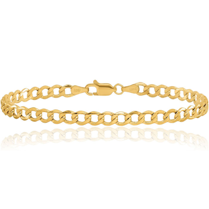 10K Solid Yellow Gold 4.3mm Curb Link Chain Bracelet