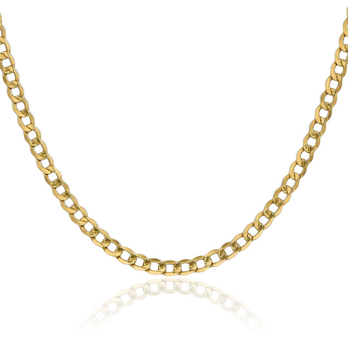 10K Solid Yellow Gold 4.3mm Curb Link Chain Necklace