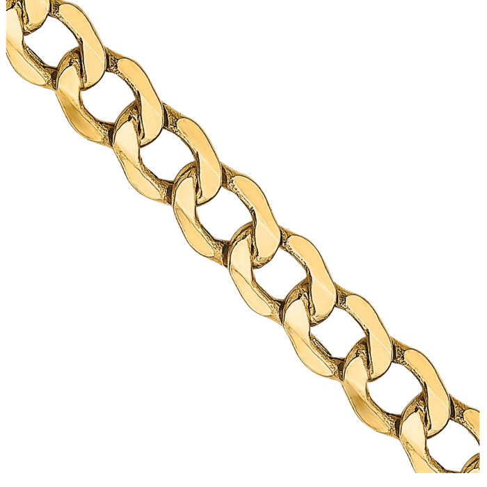 10K Solid Yellow Gold 4.3mm Curb Link Chain Necklace