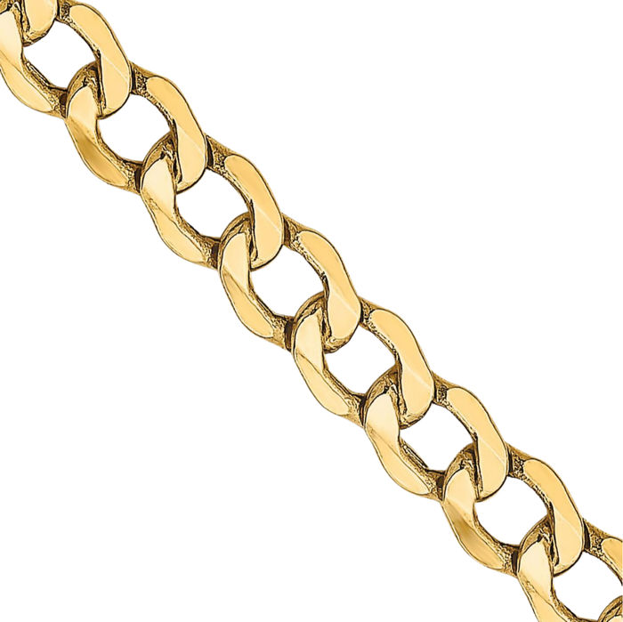 10K Solid Yellow Gold 4.3mm Curb Link Chain Necklace