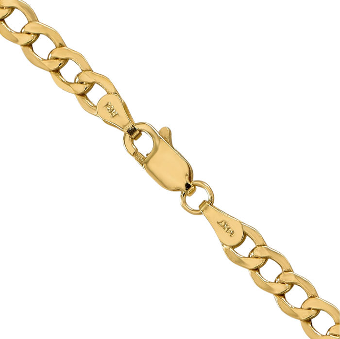 10K Solid Yellow Gold 4.3mm Curb Link Chain Necklace