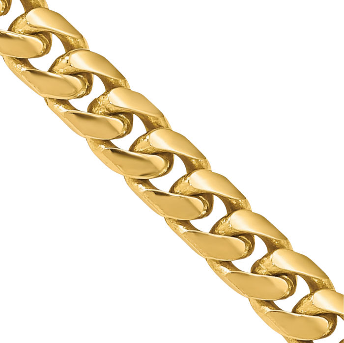 10K Solid Yellow Gold 4.3mm Miami Cuban Curb Link Chain Necklace