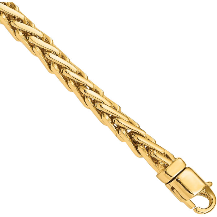 10K Solid Yellow Gold 4.4mm Edged Woven Link Chain Bracelet