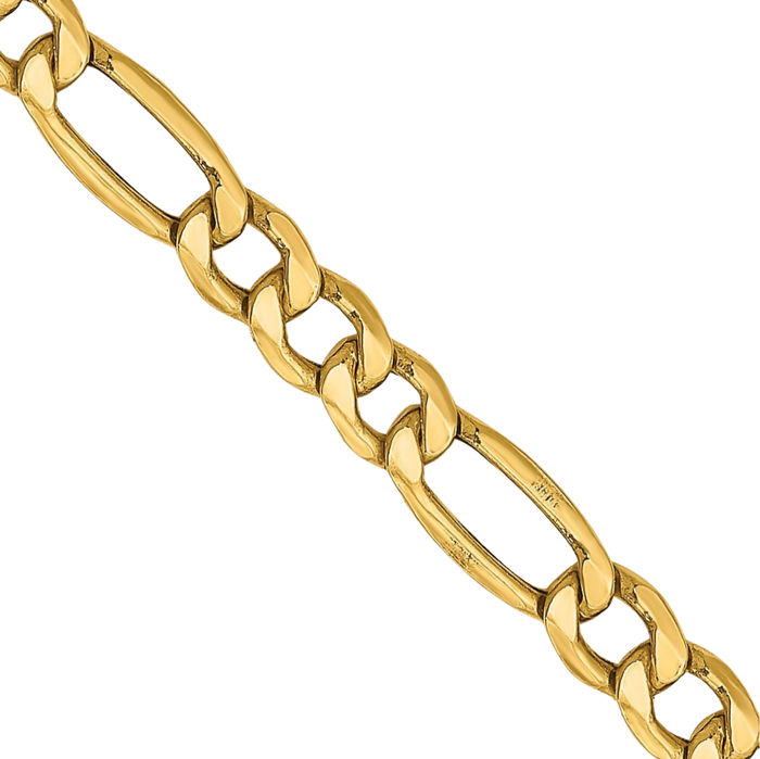 10K Solid Yellow Gold 4.2mm Figaro Link Chain Necklace