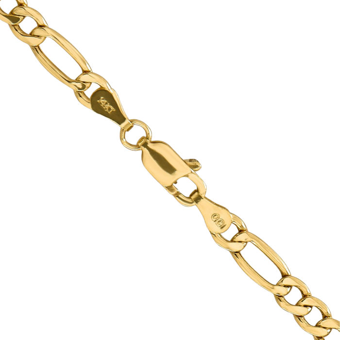 10K Solid Yellow Gold 4.2mm Figaro Link Chain Necklace