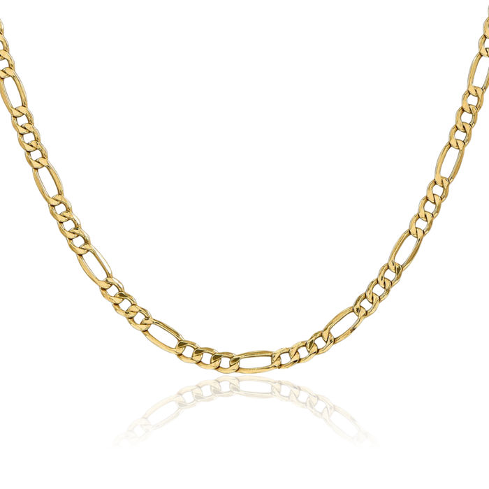 10K Solid Yellow Gold 4.2mm Figaro Link Chain Necklace