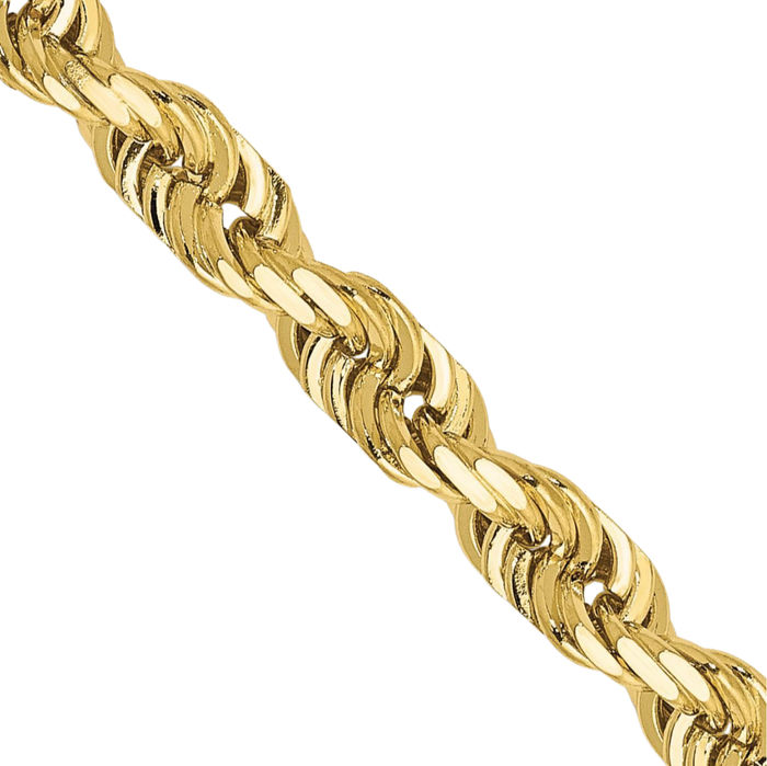 10K Solid Yellow Gold 4.5mm Quadruple Rope Chain Twisted Link Necklace