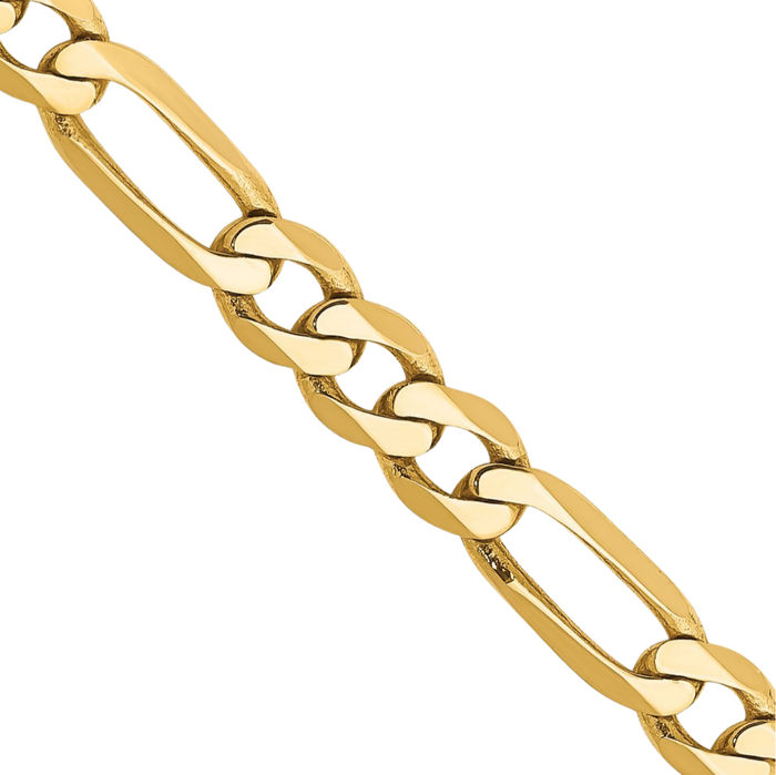 10K Solid Yellow Gold 4.75mm Figaro Link Chain Necklace